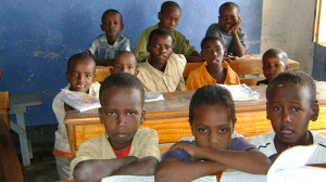 young African boys in a classroom