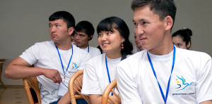 Kyrgyzstani volunteers listening carefully