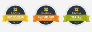GlobalGiving 2015 medals for Superstar Organization, Top-Ranked Organization, Vetted Organization