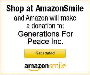 Amazon advertisement "Shop at Amazon and amazon will make a donation to Generations for Peace"